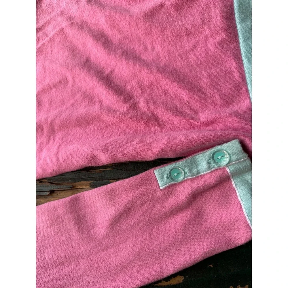 EP Pro Pink Mint Green Trim V-Neck‎ Golf Cardigan Sweater Womens Medium